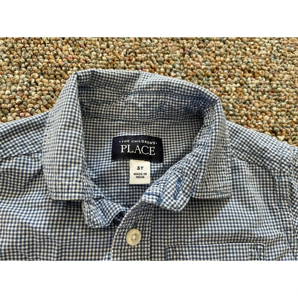 The Children's Place Boys Checkered Button Up Shirt‎ 3T